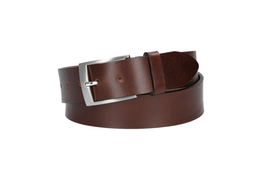 Hochwertiger Ledergürtel 40mm in Braun mit Schließe satiniert - leder-accessoires.com