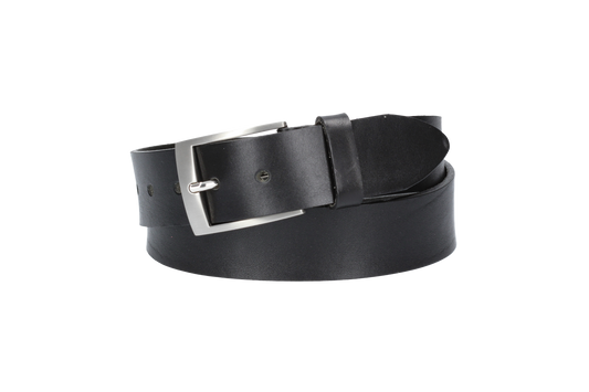 Hochwertiger Ledergürtel 40mm in Schwarz mit Schließe satiniert - leder-accessoires.com