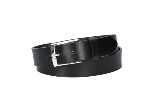 Hochwertiger Ledergürtel 35mm in Schwarz mit Schließe Hochglanz - leder-accessoires.com