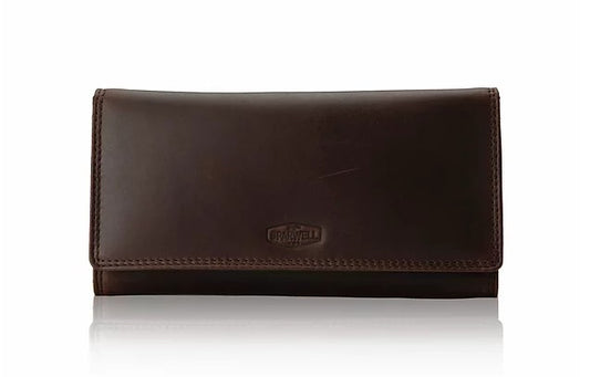 Langbörse aus Leder in Braun mit Überschlag und extra viel Kartenfächer - leder-accessoires.com