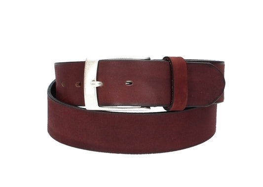 Ledergürtel Rot|Bordeaux 40mm mit Dornschließe in Silber - leder-accessoires.com