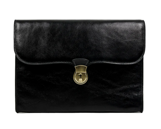 Aktentasche|Dokumentenmappe aus Leder in Schwarz - leder-accessoires.com