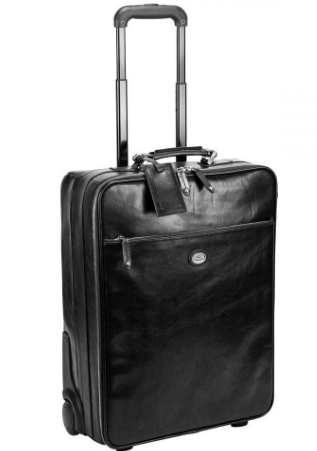 Reisetrolley 55cm|2Rad Business in Schwarz aus Leder