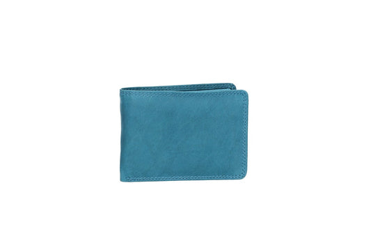Geldbörse Querformat klein in Türkis aus Leder - leder-accessoires.com