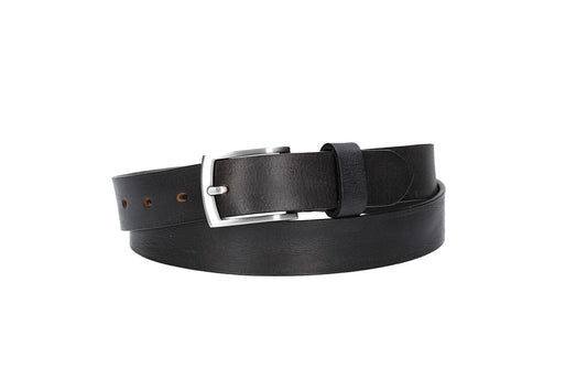 Ledergürtel 30mm in Schwarz mit Schließe in Silber - leder-accessoires.com