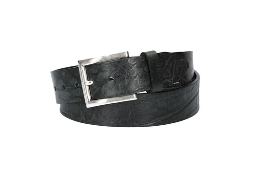 Hochwertiger Ledergürtel 40mm in Olive mit rustikaler Schließe in Silber - leder-accessoires.com