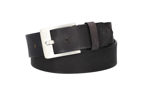 Ledergürtel Schwarz 45mm mit Dornschließe in Silber - leder-accessoires.com