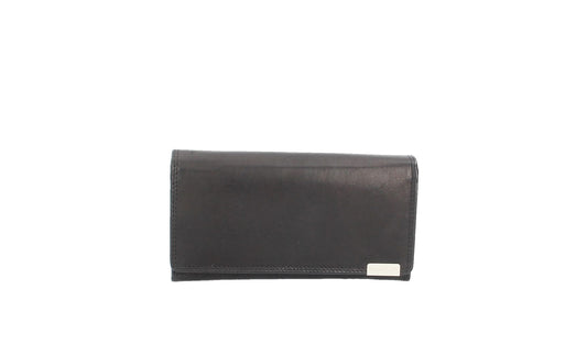 Langbörse mit Überschlag in Schwarz aus Leder - leder-accessoires.com