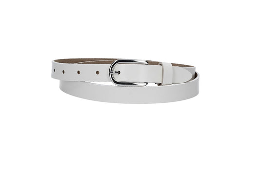 Damen-|Taillengürtel 20mm in Weiß mit Dornschließe in Glanz - leder-accessoires.com