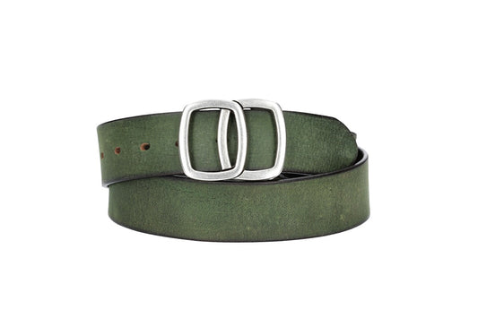Ledergürtel in Grün 40mm mit Schmuckschließe Koppel - leder-accessoires.com