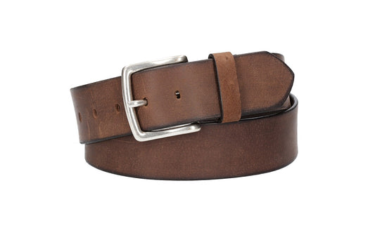 Ledergürtel Braun 45mm mit Dornschließe in Silber - leder-accessoires.com