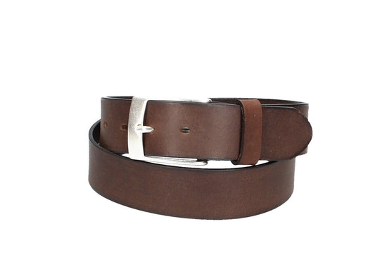 Ledergürtel Braun 40mm mit Dornschließe in Silber - leder-accessoires.com