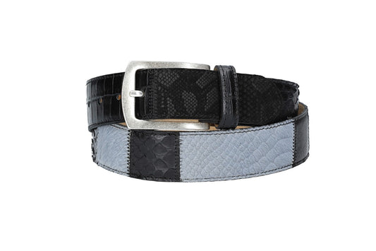 Schlangengürtel 40mm in Grau und Dornschließe in Silber - leder-accessoires.com
