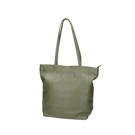 SALE Ledershopper mit Narbung in Grün|Oliv mit Reißverschluss - leder-accessoires.com