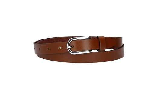 Damen-|Taillengürtel 20mm in Cognac mit Dornschließe in Glanz - leder-accessoires.com