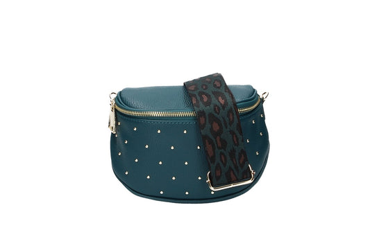 Gürteltasche Alena aus Leder in Petrol - leder-accessoires.com