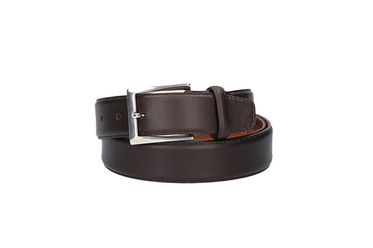 Anzugsgürtel Überlänge Braun 35mm mit glänzender Schließe - leder-accessoires.com