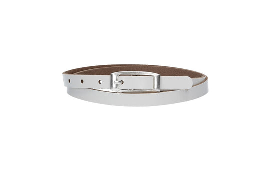 Damen-|Taillengürtel 15mm in Weiß mit Vollschließe in Silber - leder-accessoires.com
