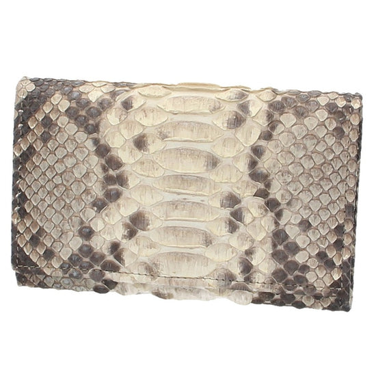 Langbörse mit Überschlag in Weiss|Beige aus echtem Schlangenleder - leder-accessoires.com