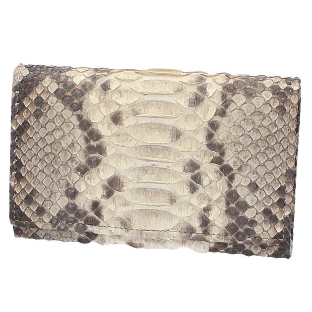 Langbörse mit Überschlag in Weiss|Beige aus echtem Schlangenleder - leder-accessoires.com