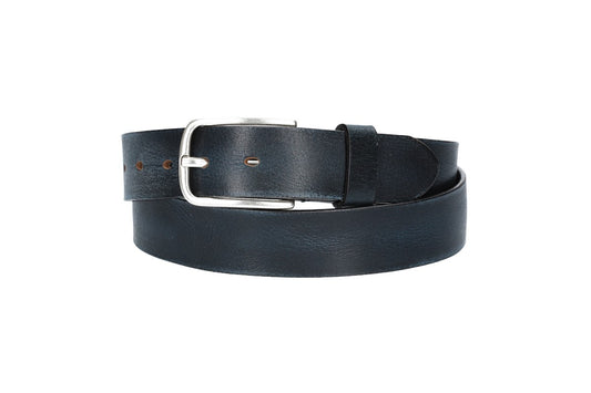 Ledergürtel Blau|Marine 35mm mit Dornschließe in Silber - leder-accessoires.com