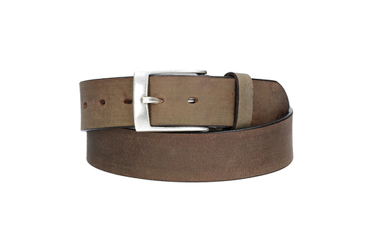 Ledergürtel Grau 40mm mit Dornschließe in Silber - leder-accessoires.com