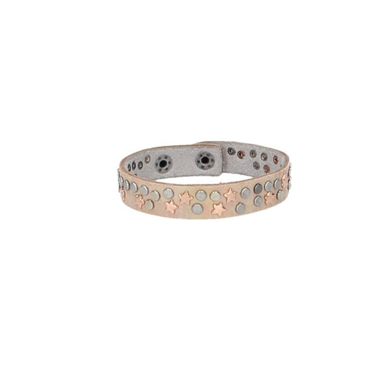 Armband Beige|Metallic mit Nieten aus Leder - leder-accessoires.com