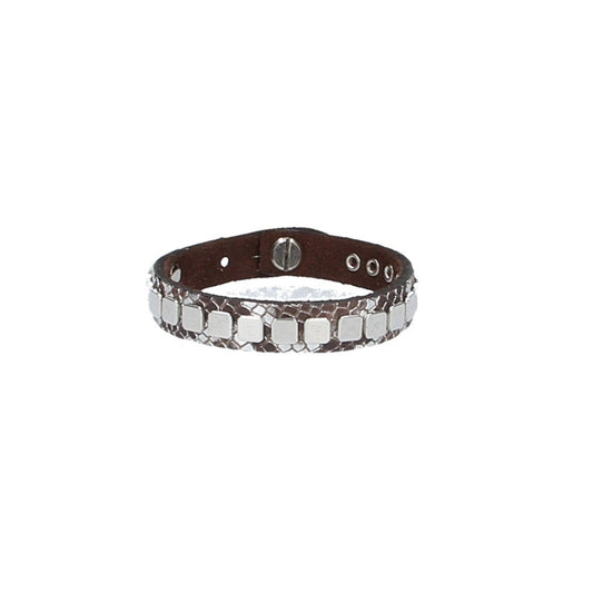 Armband Silber in Echsenoptik mit Nieten aus Leder