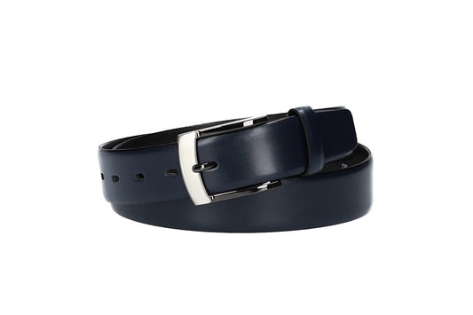 Herren-|Anzugsgürtel 35mm bombiert in Marine|Dunkelblau mit Dornschließe - leder-accessoires.com