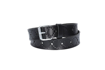 Ledergürtel Kids 25mm in Schwarz mit Lochmuster und Schließe Silber - leder-accessoires.com