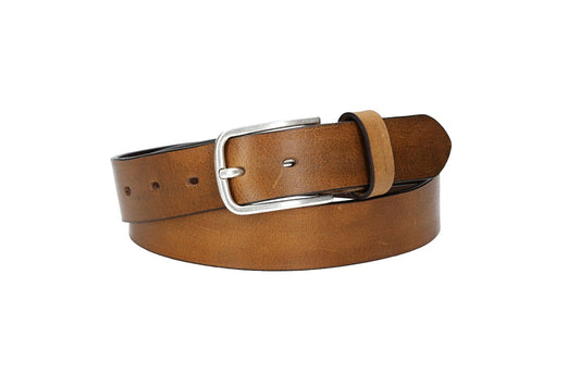 Ledergürtel Gelb|Ocker 35mm mit Dornschließe in Silber - leder-accessoires.com