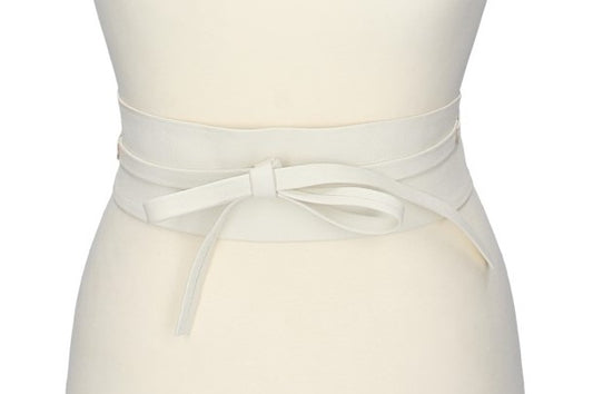 Taillen-| Bandgürtel 70mm Weiß zum binden - leder-accessoires.com