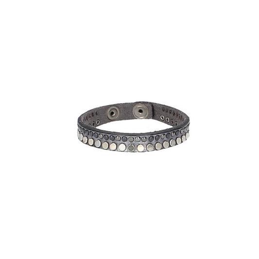 Armband mit Rundnieten in Silber aus Leder - leder-accessoires.com