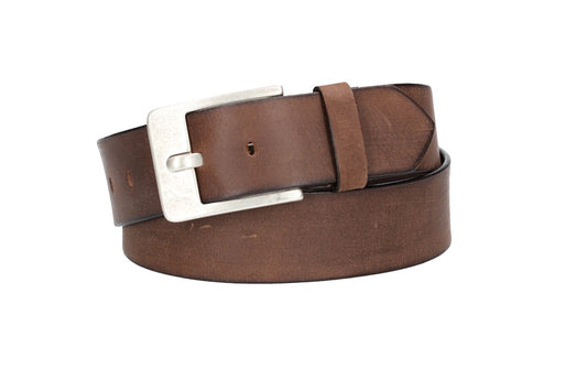 Ledergürtel Braun 45mm mit Dornschließe in Silber - leder-accessoires.com
