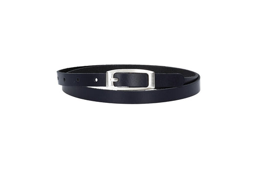 Damen-|Taillengürtel 15mm in Marine|Dunkelblau mit Vollschließe in Silber - leder-accessoires.com