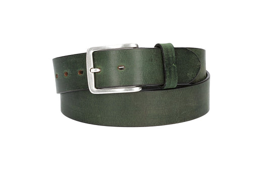 Ledergürtel Grün 40mm mit Dornschließe in Silber - leder-accessoires.com