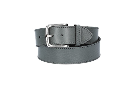 Ledergürtel Kids 30mm abgenäht in Grau mit Dornschließe in Silber - leder-accessoires.com