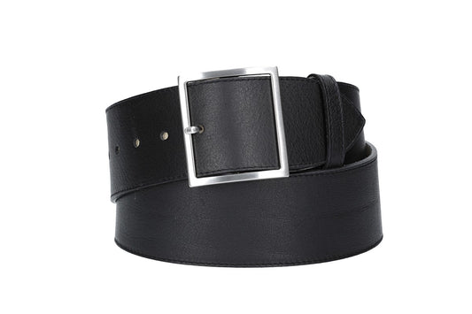Formgürtel Schwarz 60mm mit Vollschließe in Silber - leder-accessoires.com