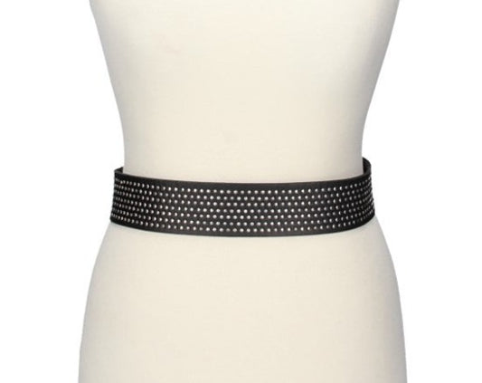 Damen-|Taillengürtel 50mm in Schwarz mit Nieten und Druckknöpfen - leder-accessoires.com