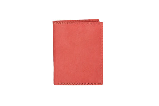 Geldbörse Hochformat in Koralle aus Leder - leder-accessoires.com