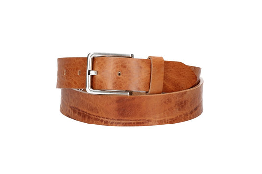 Hochwertiger Ledergürtel 35mm in Natur mit rustikaler Schließe in Silber - leder-accessoires.com