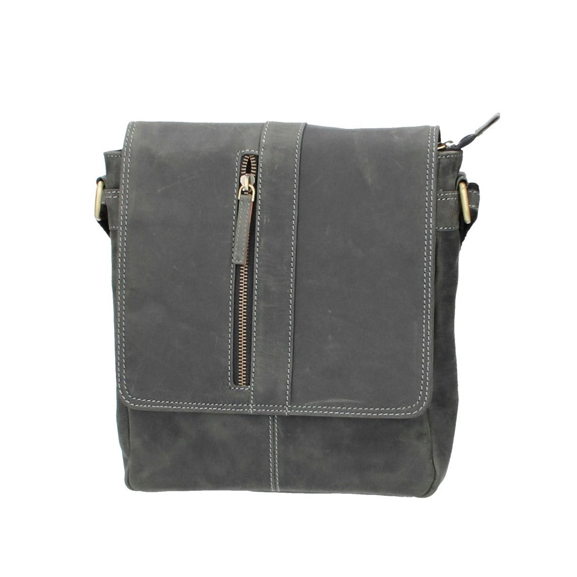 Umhängetasche mit Überschlag aus Leder in Schwarz - leder-accessoires.com