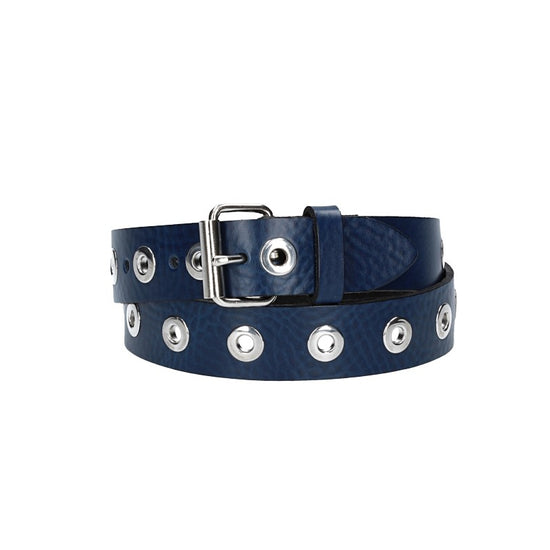 Ledergürtel Kids 25mm in Blau mit Ösen und Schließe in Silber - leder-accessoires.com