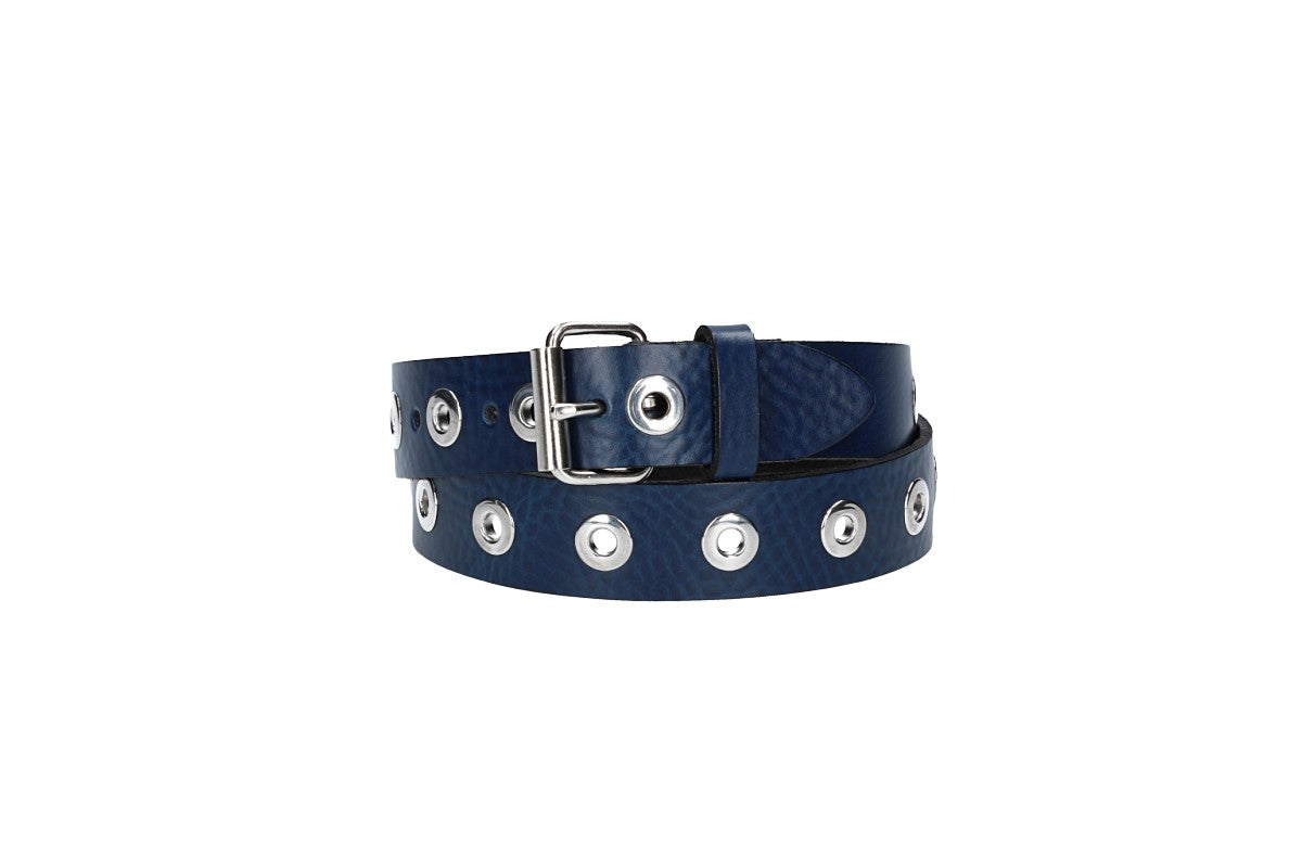Ledergürtel Kids 25mm in Blau mit Ösen und Schließe in Silber - leder-accessoires.com