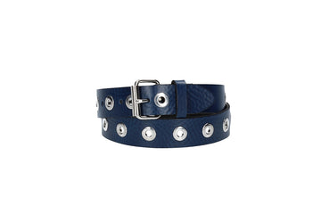 Ledergürtel Kids 25mm in Blau mit Ösen und Schließe in Silber - leder-accessoires.com