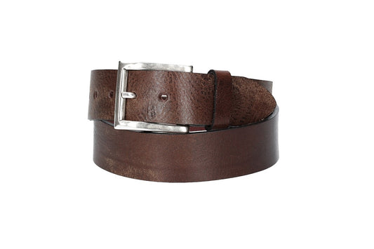 Hochwertiger Ledergürtel 40mm in Braun mit rustikaler Schließe in Silber - leder-accessoires.com