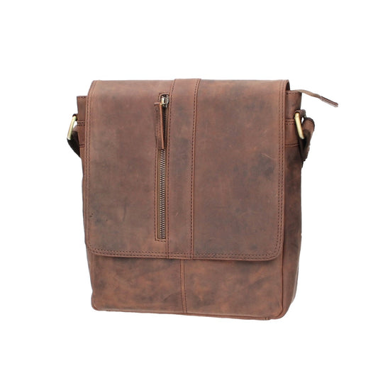 Umhängetasche mit Überschlag aus Leder in Braun - leder-accessoires.com