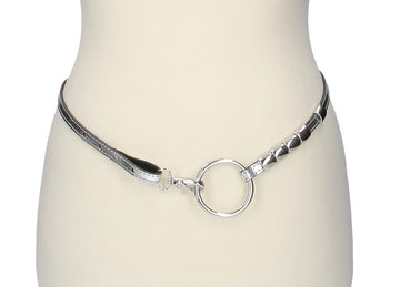 Taillengürtel in Silber 1cm mit Karabiner - leder-accessoires.com