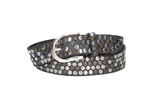 Nietengürtel 35mm in Blau|Marine und Dornschließe Silber - leder-accessoires.com