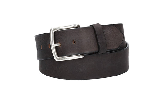 Ledergürtel Schwarz 45mm mit Dornschließe in Silber - leder-accessoires.com